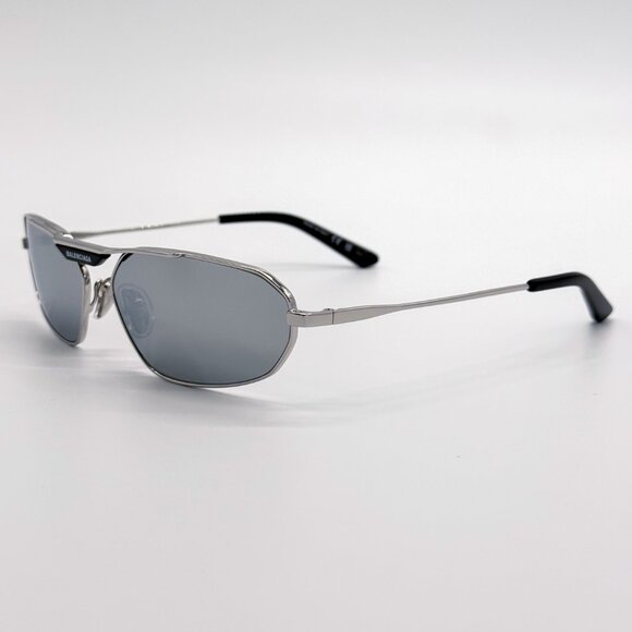 NEW BALENCIAGA BB0245S 002 SILVER UNISEX SUNGLASSES BB 0245S 0023 METAL EYEWEAR - Picture 5 of 8
